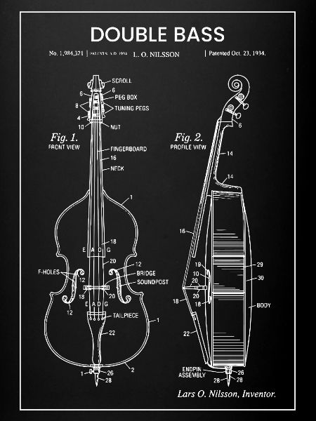 Illustration de la contrebasse blueprint