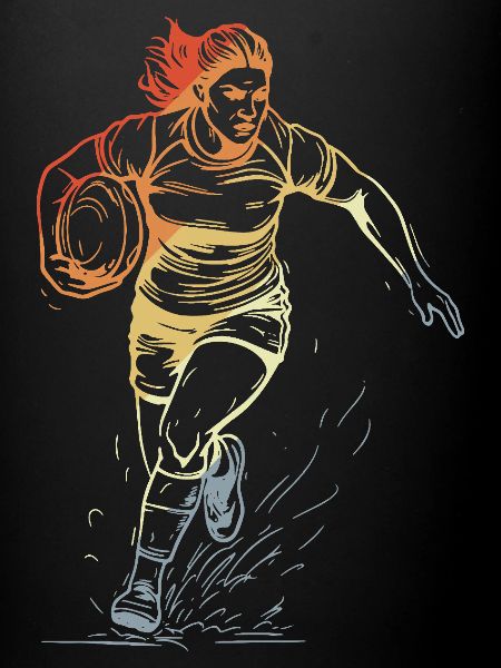 Retro Rugbyspielerin
