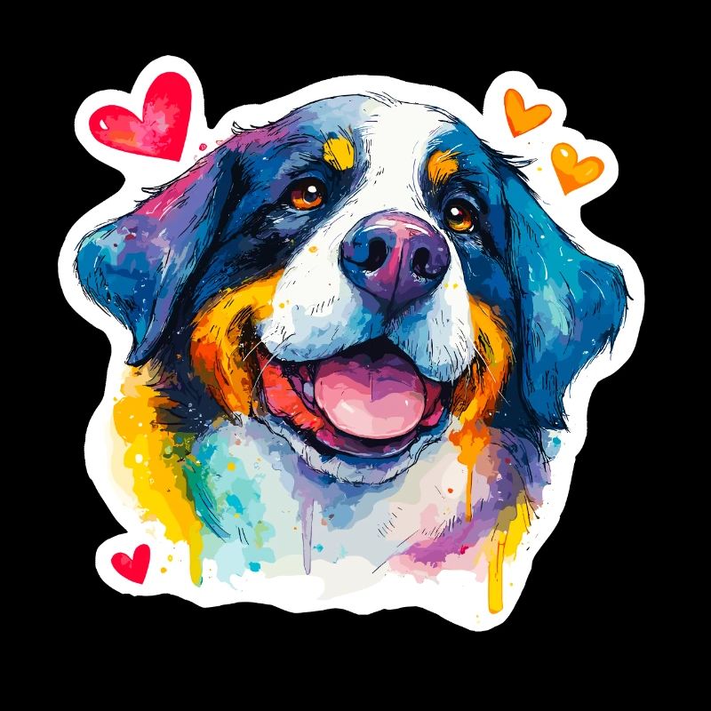 Bouvier bernois joyeux – style pop aquarelle