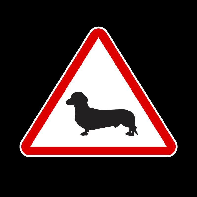 Traffic sign caution dachshund sign dog