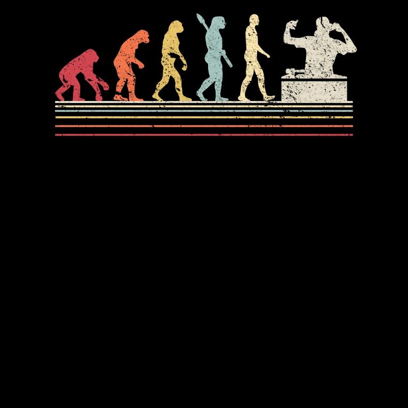Funny DJ Design. Retro Vintage Evolution Of Man
