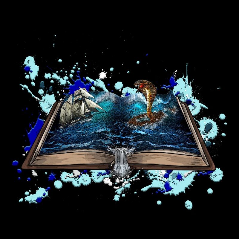 Ship in the storm with snake Illustration