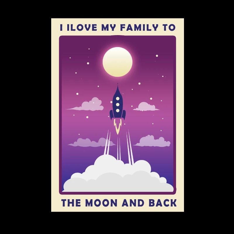 Rocket Moon Space Family Love Gift