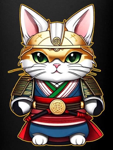 Cute samurai cat