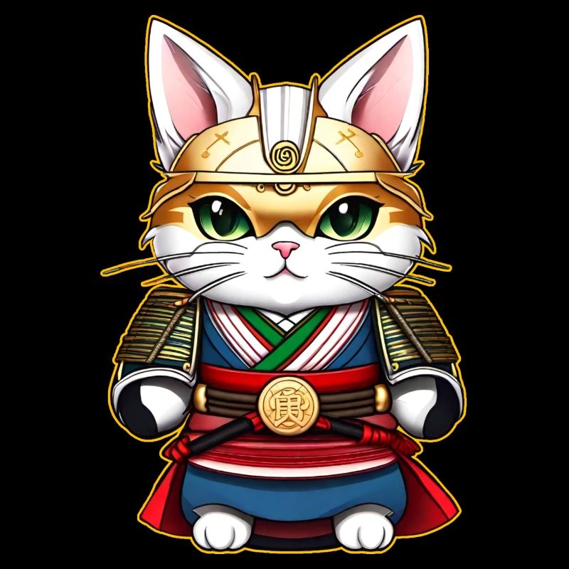 Cute samurai cat