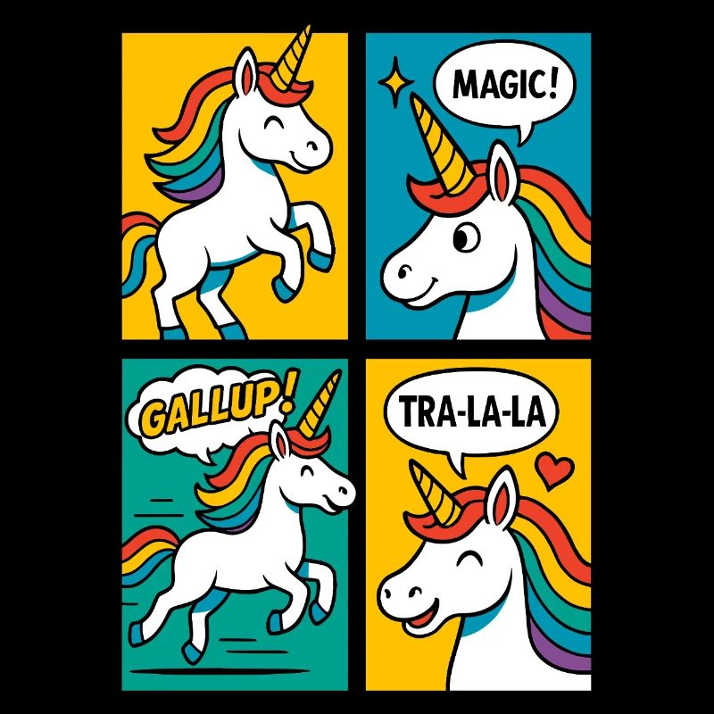 Buntes Regenbogen-Einhorn Comic