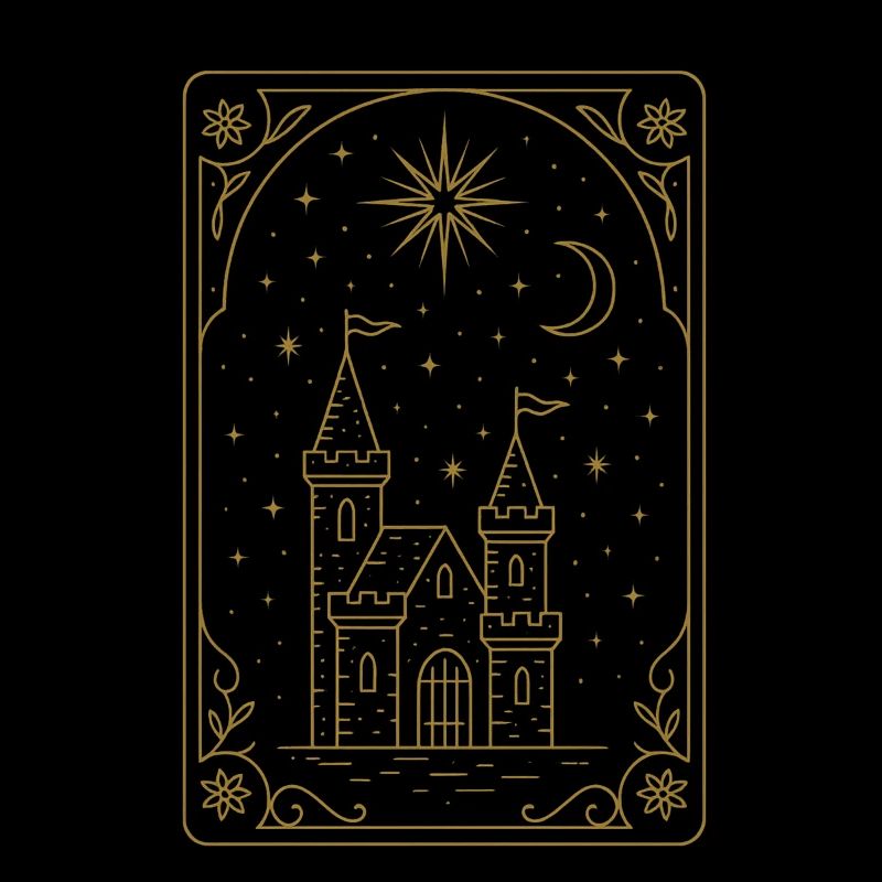 Tarot Card Castle Tower Night