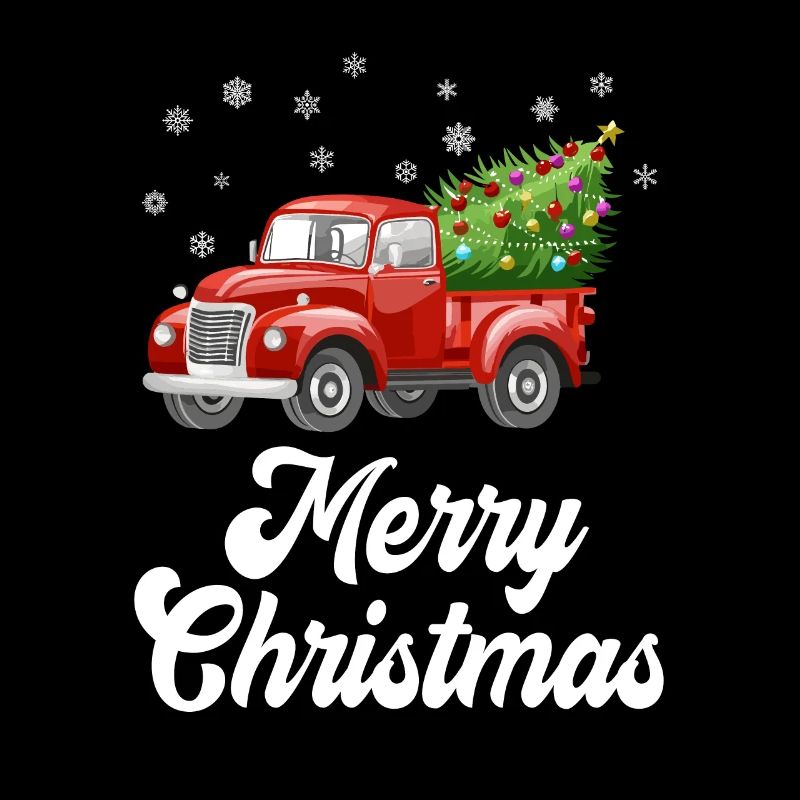 Vintage LKW mit Weihnachtsbaum Rot Retro
