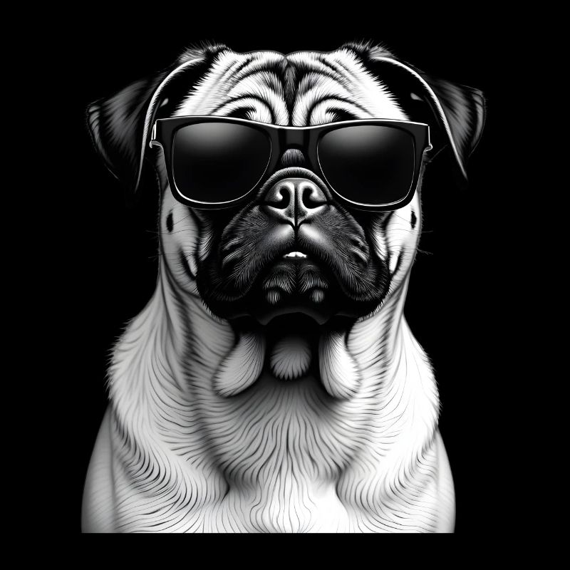 Mops mit Sonnenbrille Tier Motiv Kunst Mops