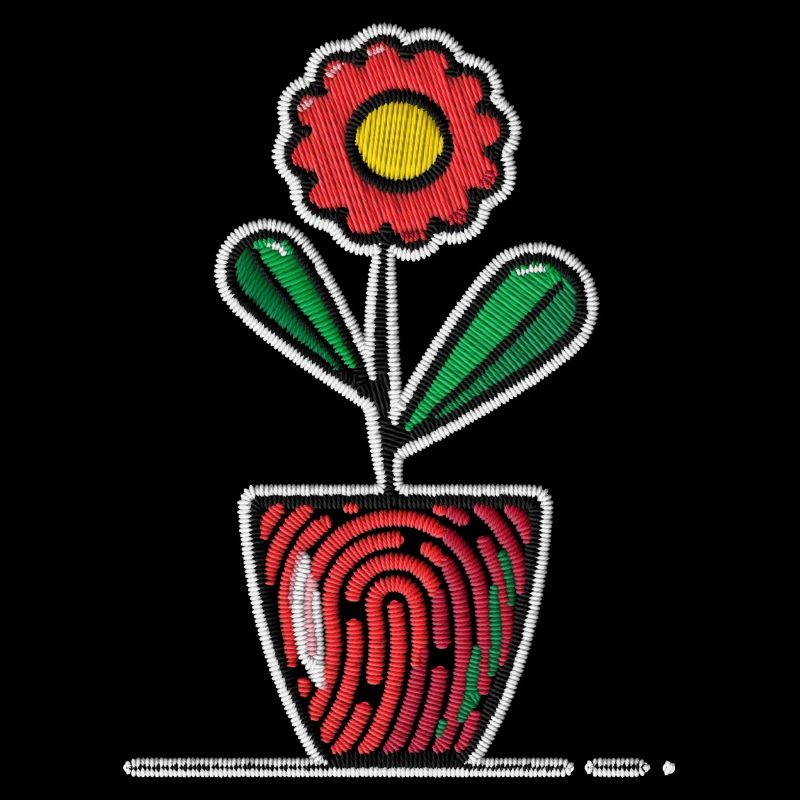 Fleur dans un pot comme motif de broderie