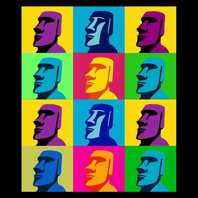 Moai Pop Art Grid pop art, mélange de l’île de Pâques