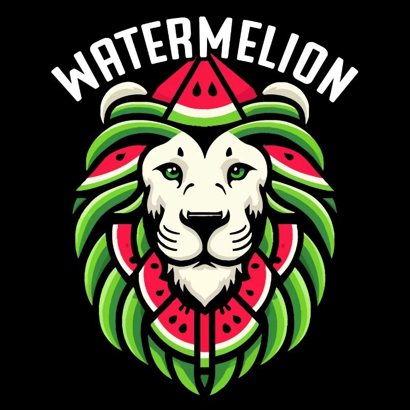 Lion d'été drôle de pastèque