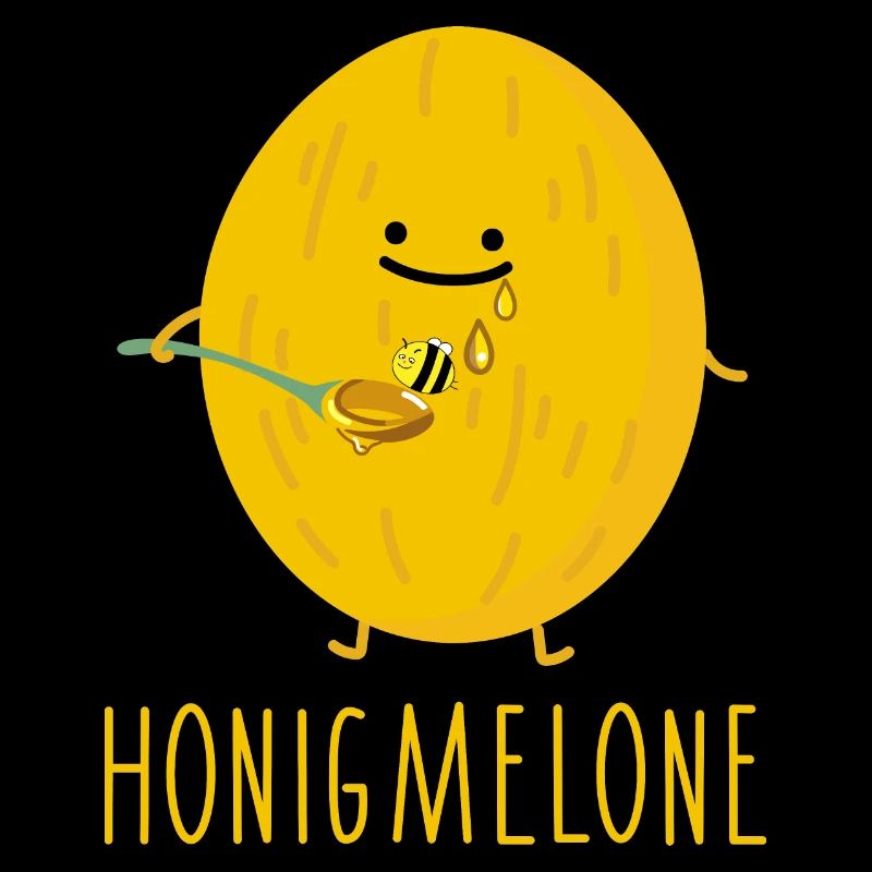 Funny honeydew melon with honey