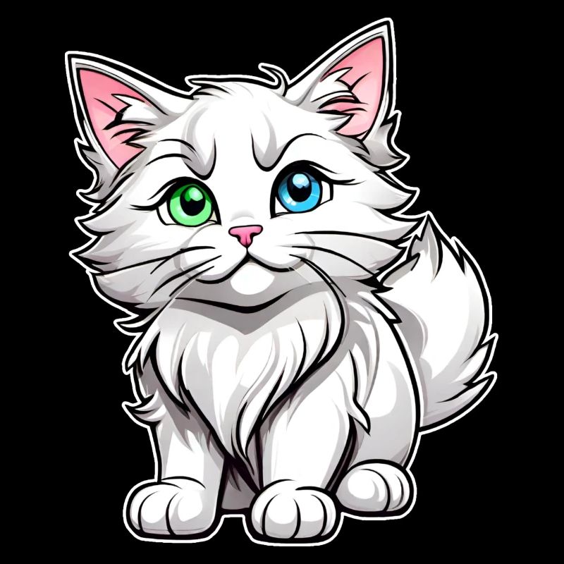 Chat blanc mignon avec des yeux différents