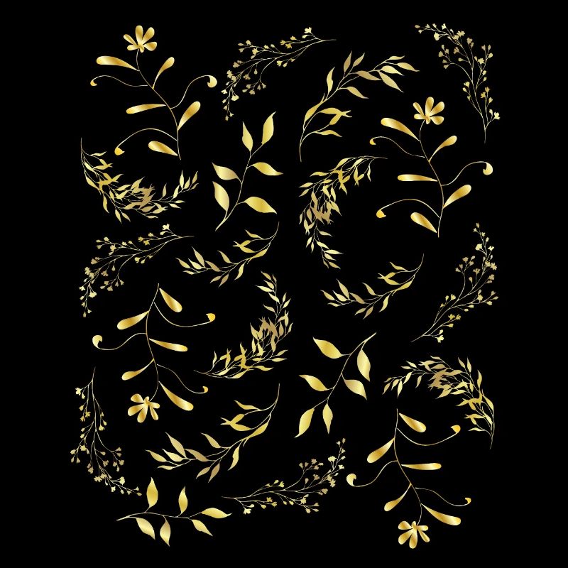 Gold pattern flowers leaves elegant golden noble