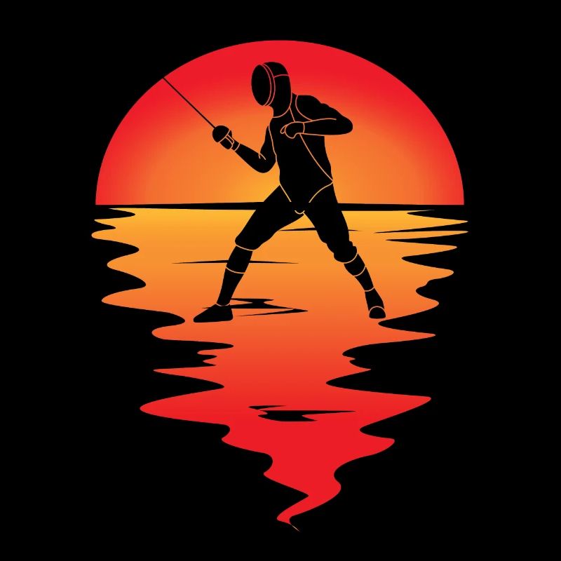 Fencing épée fencing retro sunset fencer
