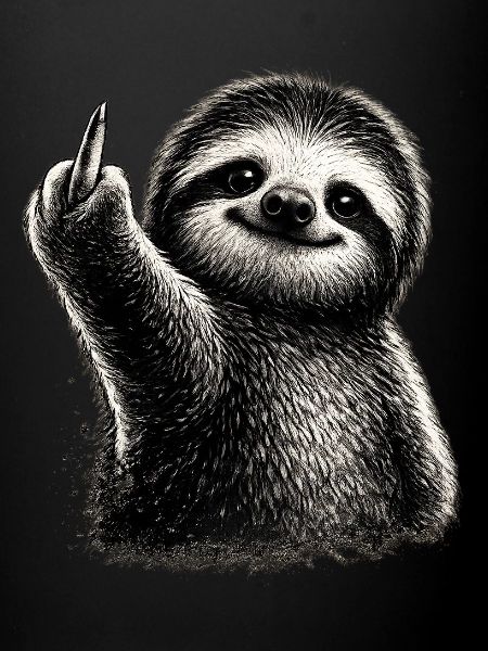 Freches Faultier Mittelfinger