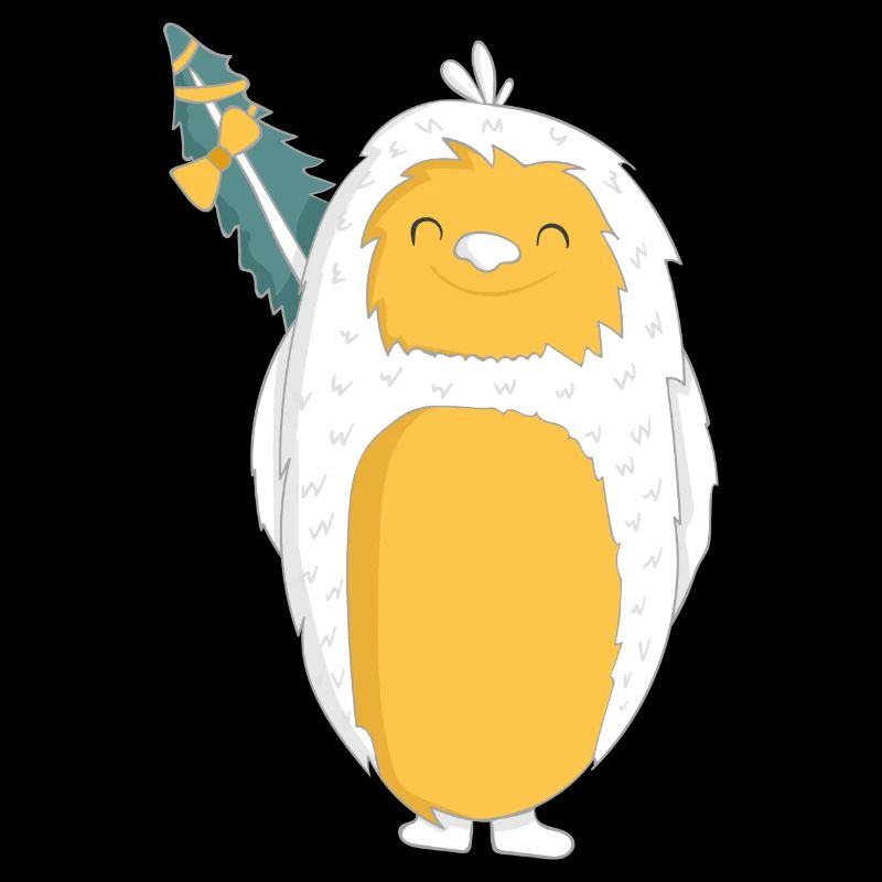 Yeti with Christmas tree