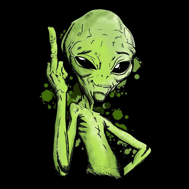 Ausserirdischer mit Mittelfinger Illustration