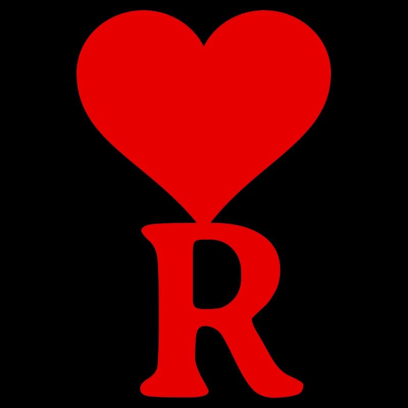 Rotes Herz mit dem Buchstaben R