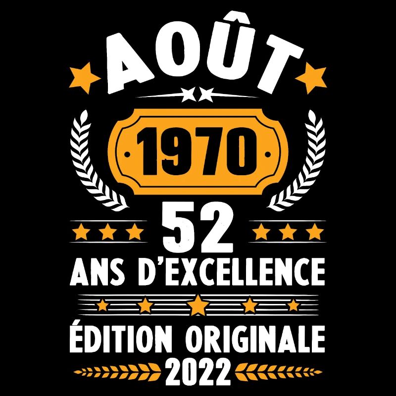 Cadeau D'anniversaire Rétro 52 Ans Août 1970