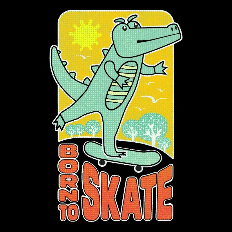 Skateboard comique amical en crocodile.
