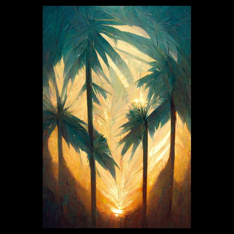 Palm trees before sunset