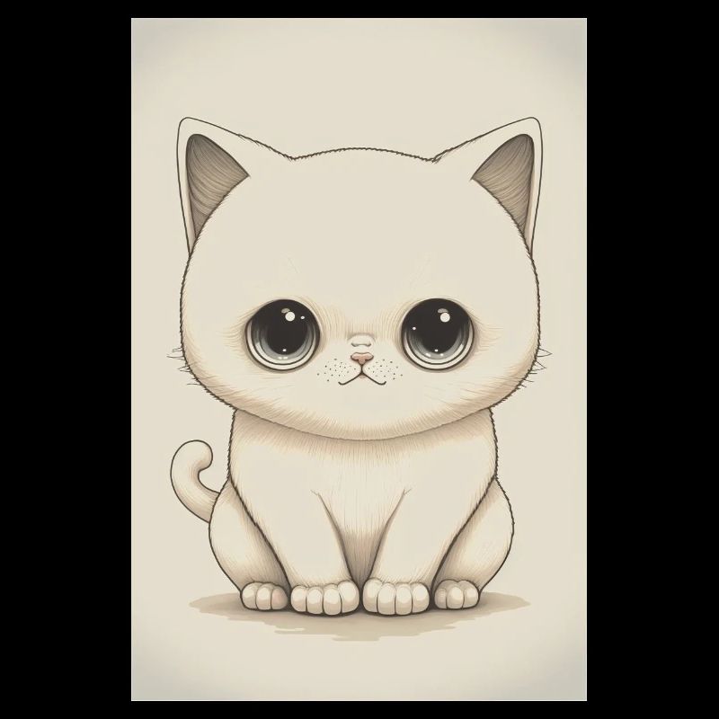 Drawing white kitten