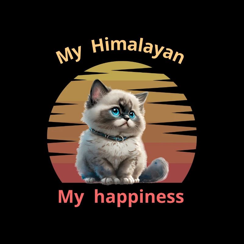 Logo rétro avec un chat "Himalayan"