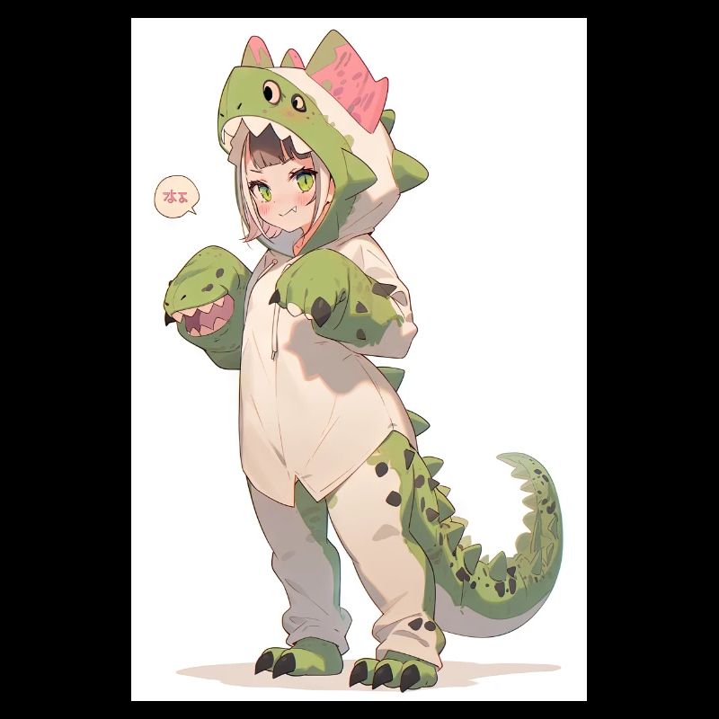 Dino-Cosplay Delight: Entzückendes Anime-Mädchen
