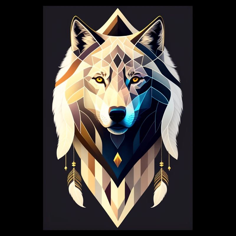 a geometric minimalist wolf forming a strings