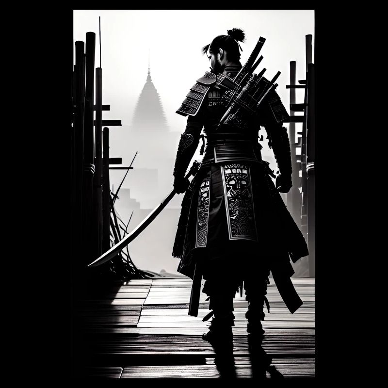 Samurai Schwarz und Weiß Design