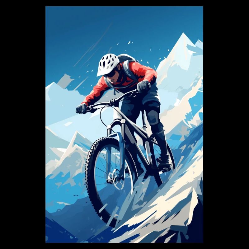 Artwork: Mountainbiker in rasanter Abfahrt