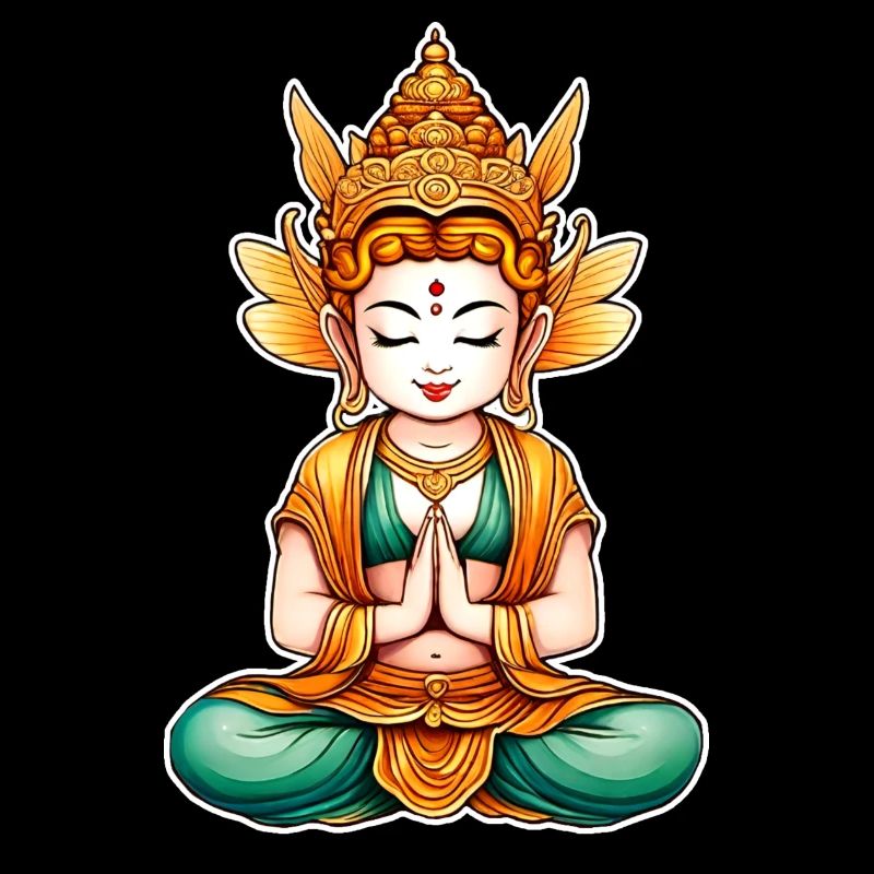 Cute elf in Buddha position