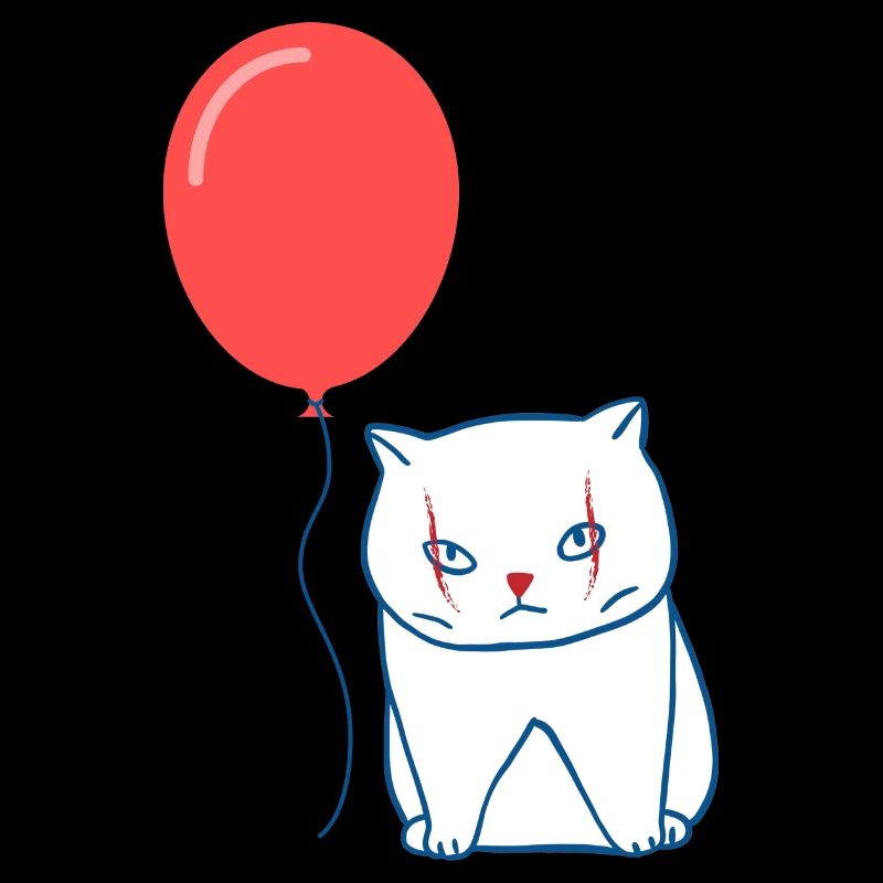 Chat clown avec un ballon rouge