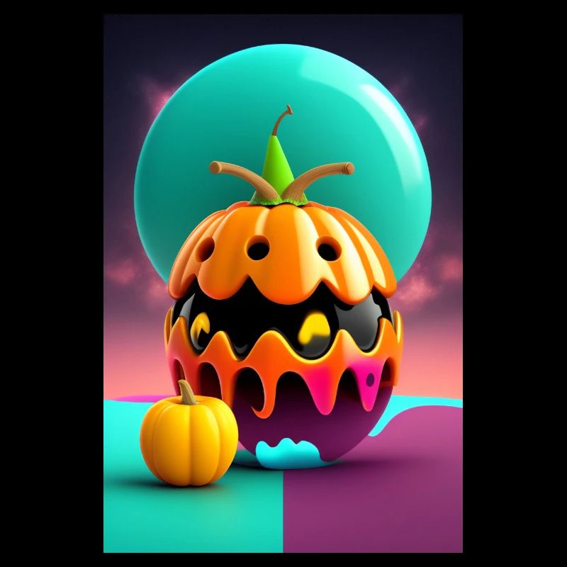 Monstre de dessin animé Hallowen mangeant de la crème glacée