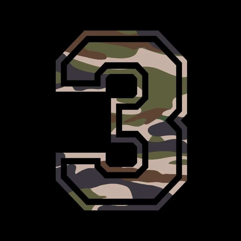 Numéro 3, camouflage-brun-vert, personnalisable