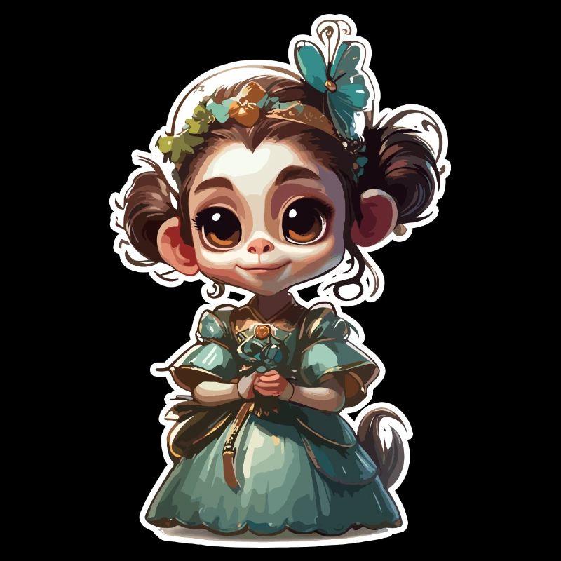Singe mignon / Fille de singe / Mignon / noeud de cheveux