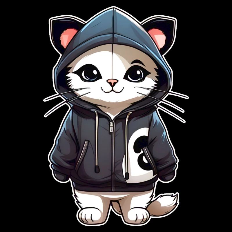Chat cool avec sweat à capuche