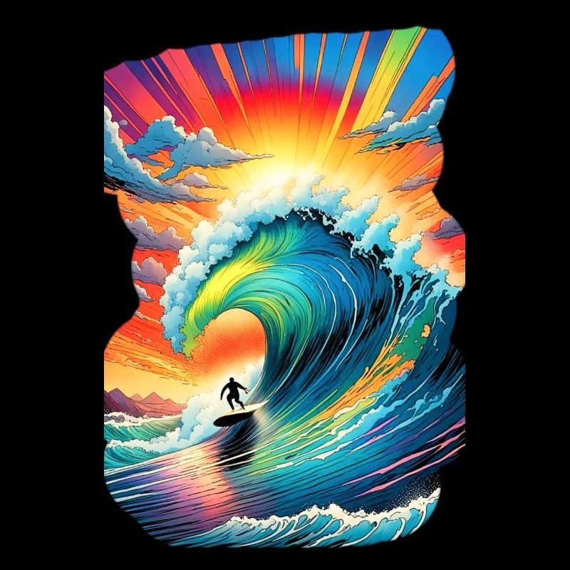 Surfer mit Regenbogen