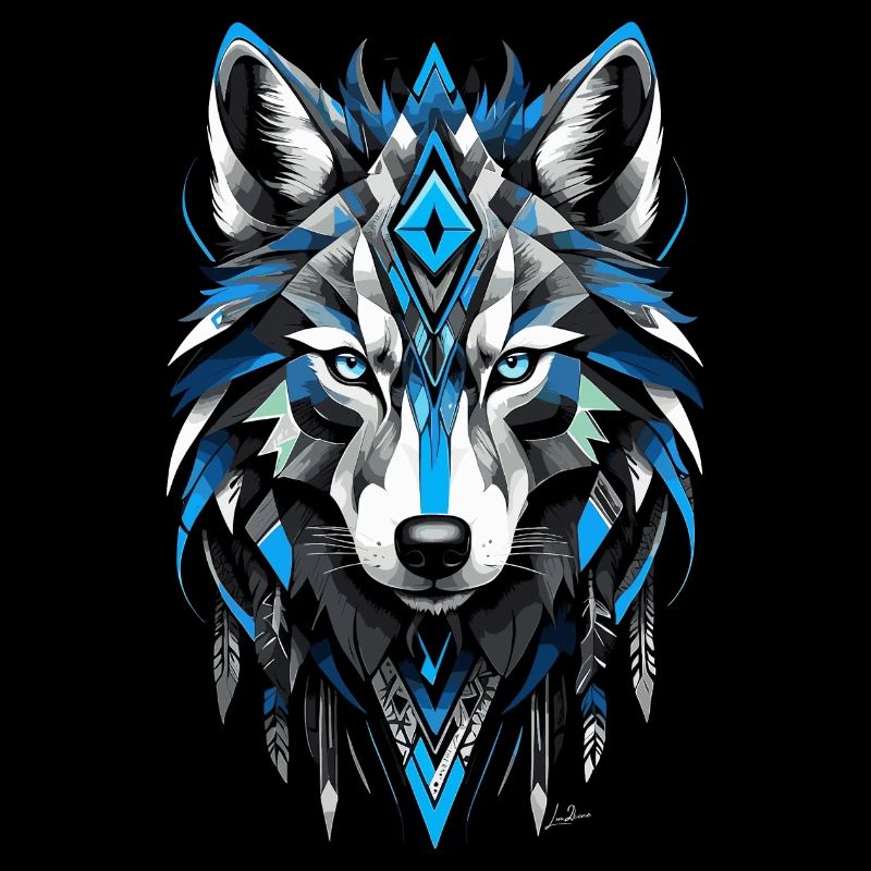 Blue Geometric Wolf