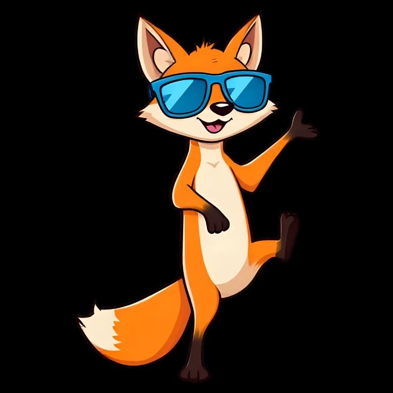 Vibrant Fox Wearing Sunglasses, Wave Greeting
