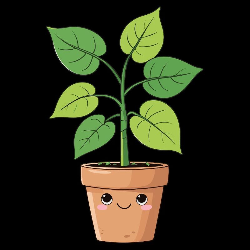 Plante kawaii avec un joli pot de fleurs
