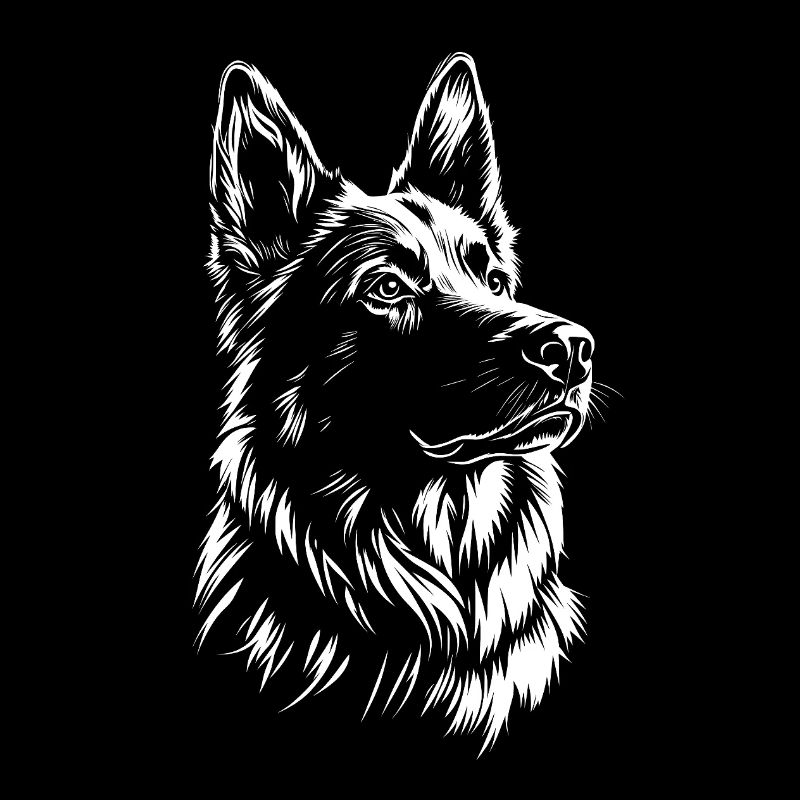 German Shepherd Portrait Art Drawing