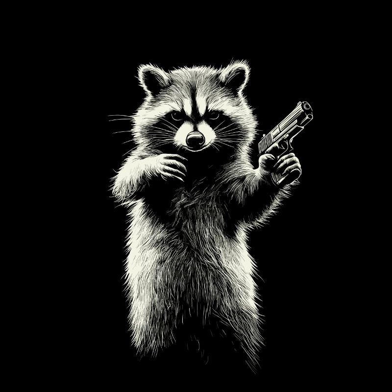 Raccoon with pistol