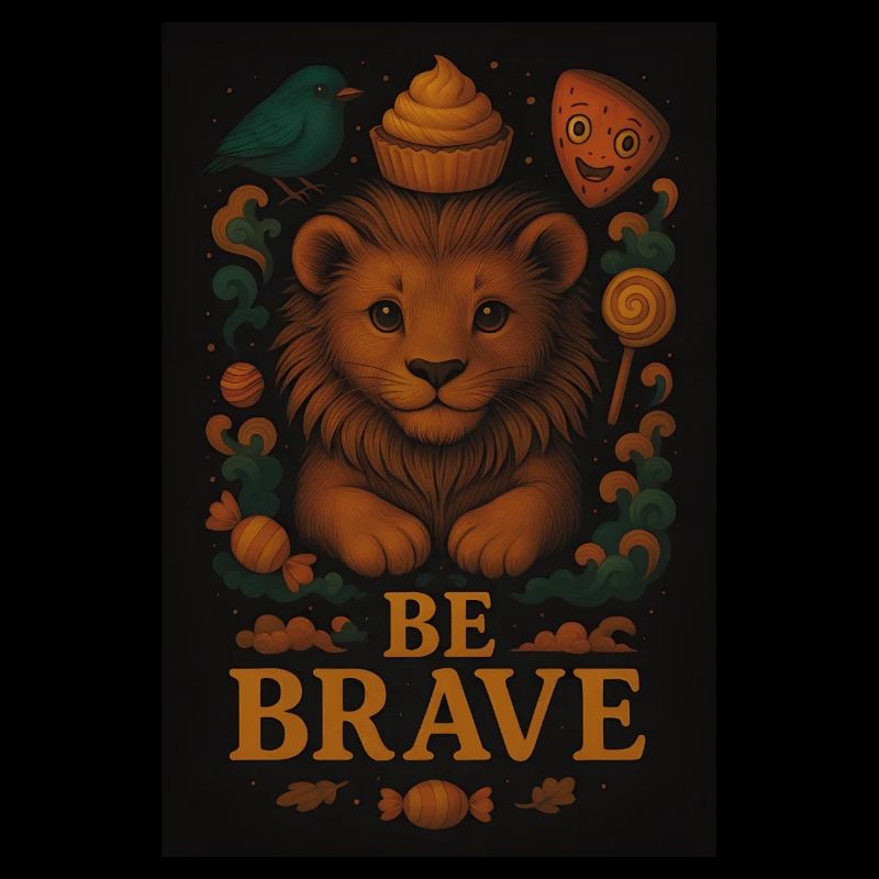 Be Brave – Mutig Löwe mit Cupcake
