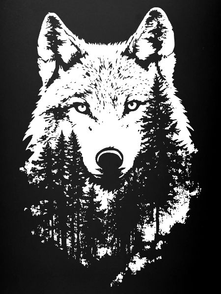 Wolf Gesicht Wald Silhouette