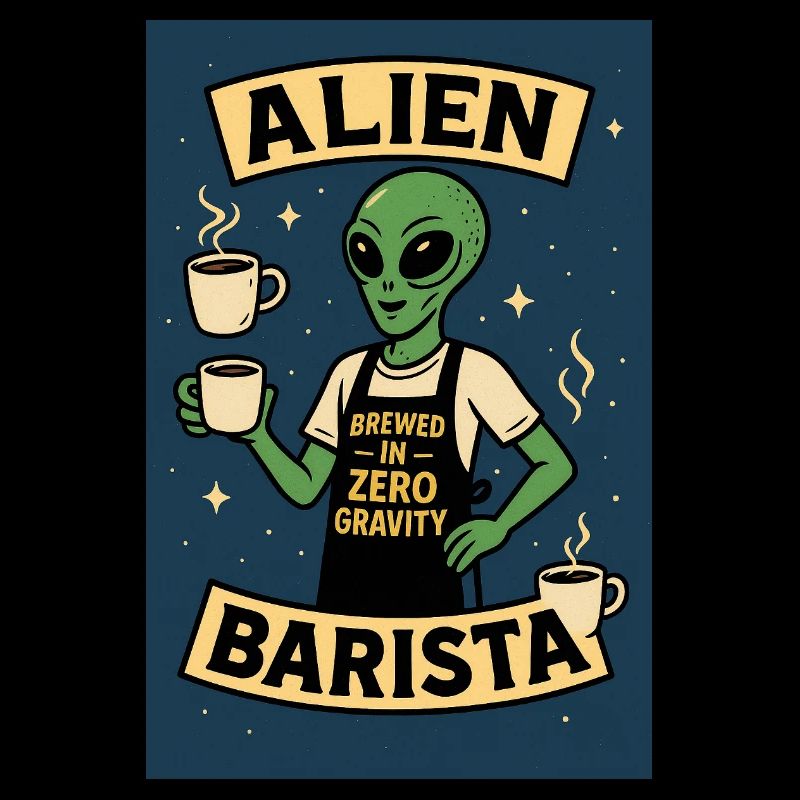 Alien Barista Café Art Tee