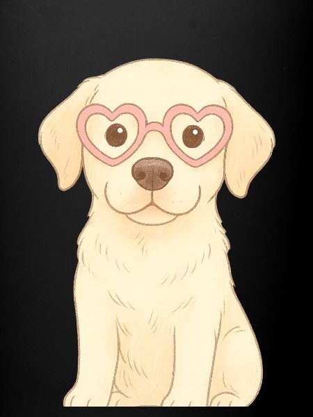 Verspielter Hund mit Herzbrille
