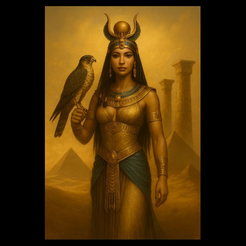 Egyptian Goddess – Falcon and Pyramids